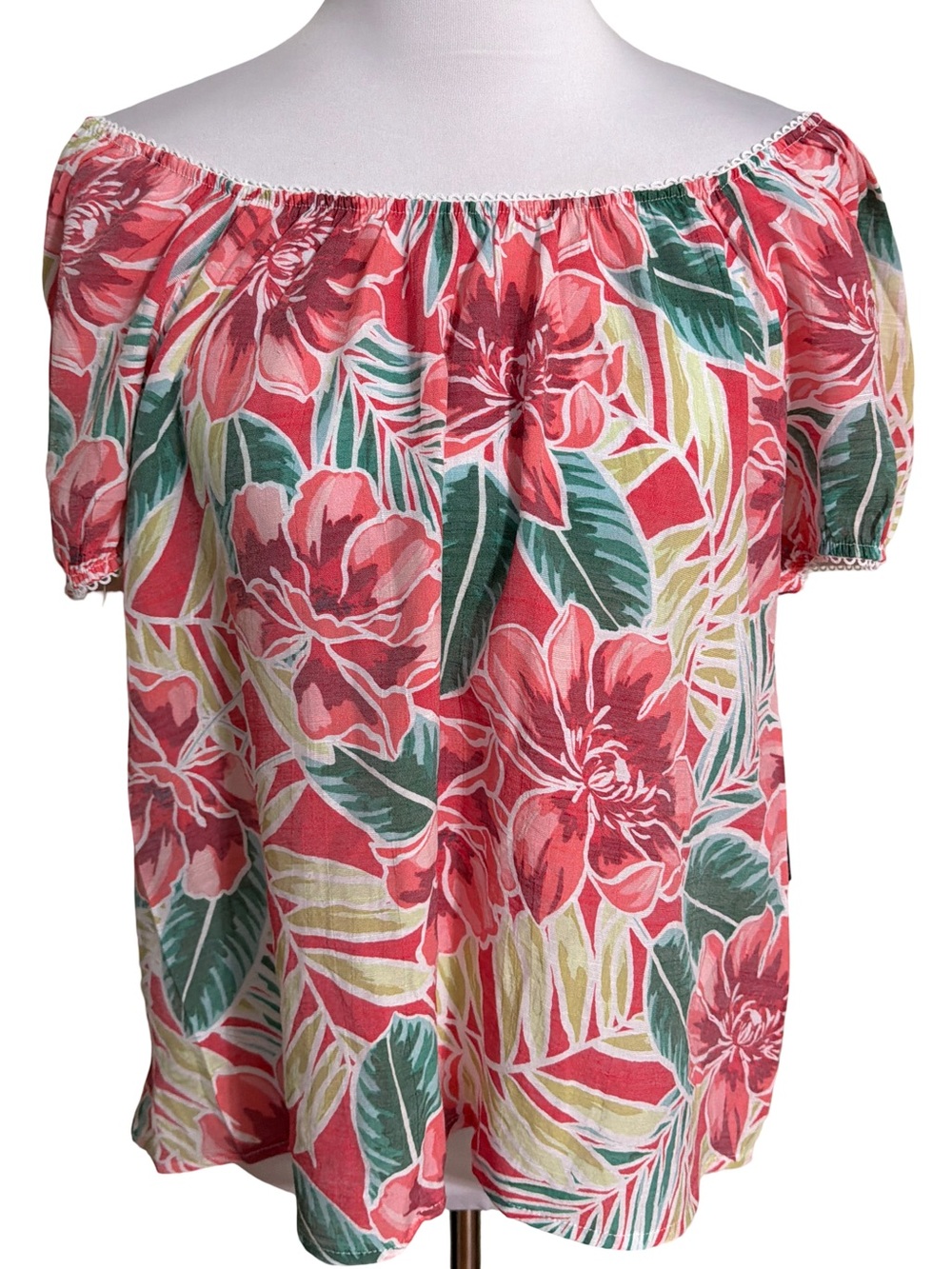Counterparts Coral Floral Off-Shoulder Blouse